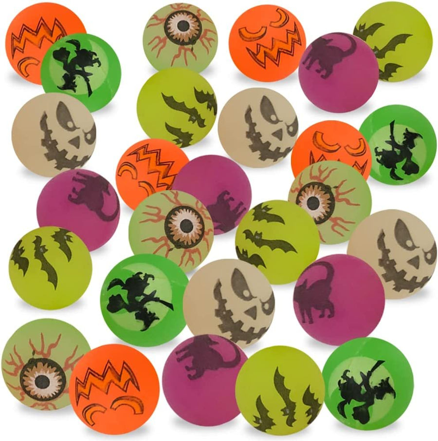 Halloween Glow in the Dark Bouncing Balls, Bulk Pack of 72, 6 Halloween Theme Designs, 1.25" High-Bounce Balls for Kids, Trick or Treat Giveaways, Party Favors and Goodie Bag Fillers