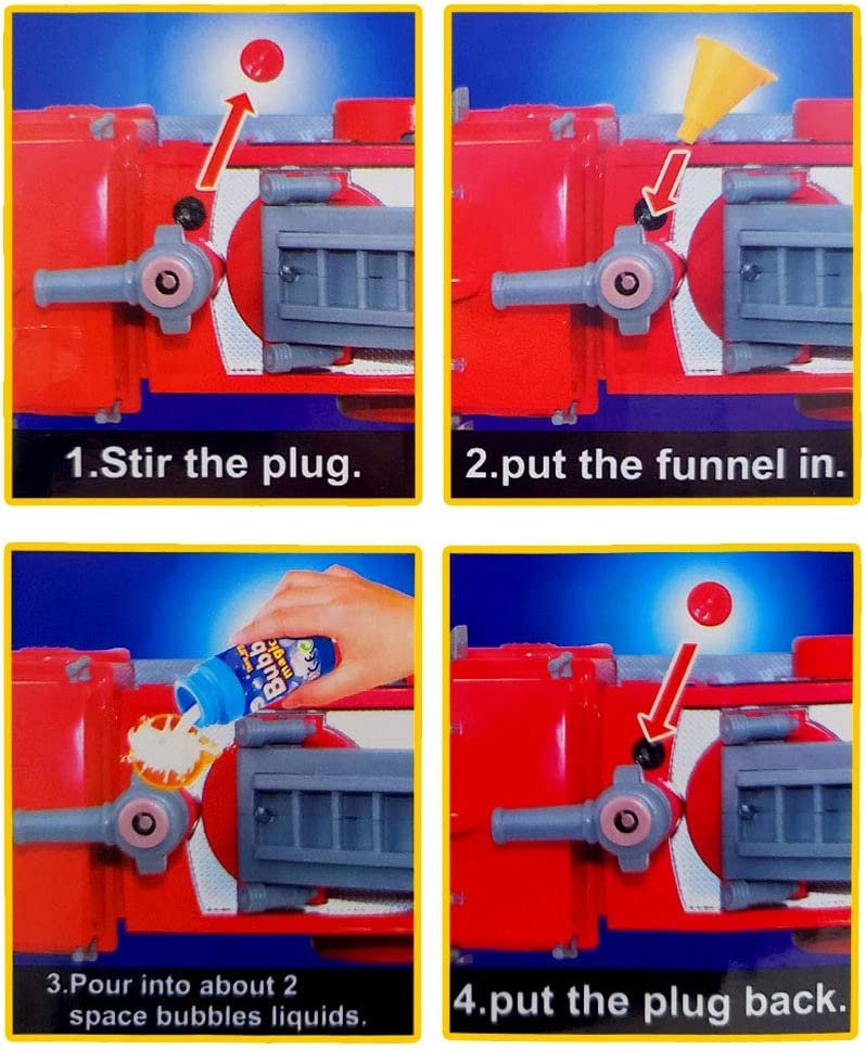 Bubble Blowing Fire Engine Toy Truck for Kids, LED and Siren Effects