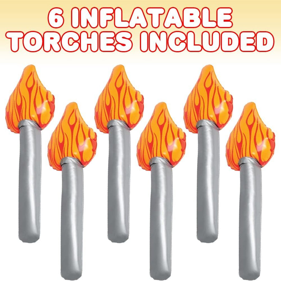 Inflatable Torches for Kids, Set of 6, Inflatable Torches with a Realistic Print, For Luau Party Decorations and Backyard Olympic Supplies, Fort Building Accessories, 15"es