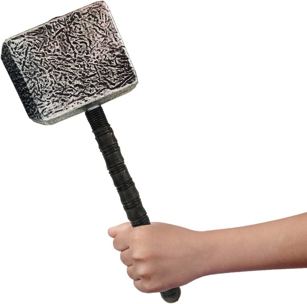 Thor’s Hammer Toy for Kids, Viking Halloween Costume Accessories, Fun Superhero Party Photo Booth Prop, 21" Plastic Thor Hammer for Pretend Play and Room Decor, Great Gift Idea