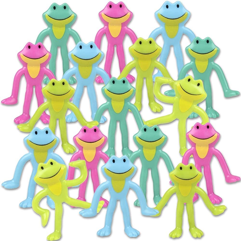 Mini Bendable Frog Assortment, Set of 48 Flexible Figures in