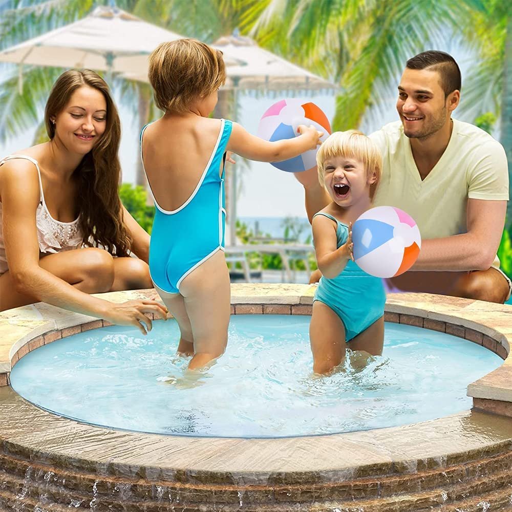 Beach Balls for Kids, Pack of 12, Inflatable Summer Toys for Boys and Girls, Decorations for Hawaiian, Beach, and Pool Party, Beach Ball Party Favors