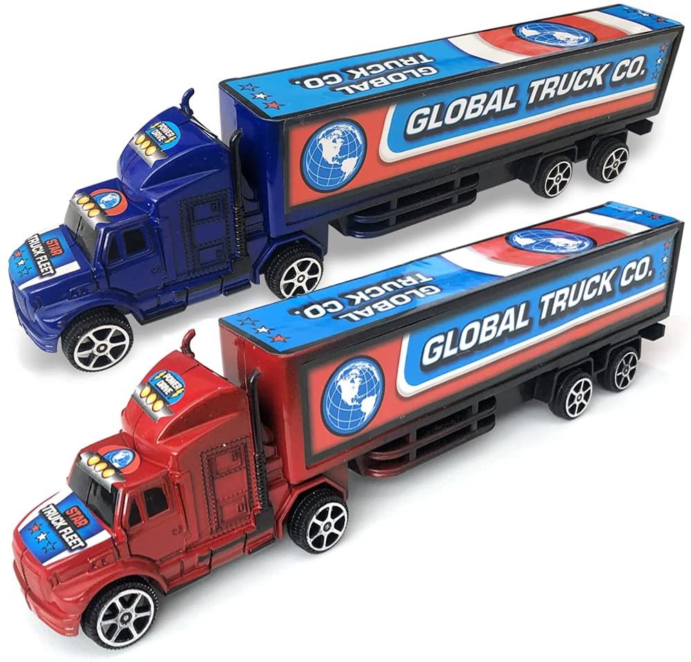 Pullback Semi Truck Toys, Set of 2, Pull Back Truck Toys for Kids