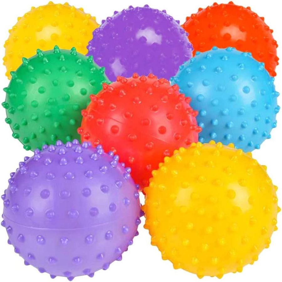 Inflated Knobby Balls, Pack of 12, Spiky Sensory Bouncing Balls for Autism, ADHD, ADD, Anxiety Relief, Birthday Party Favors, Treasure Box Prizes, 3" Balls for Kids and Adults