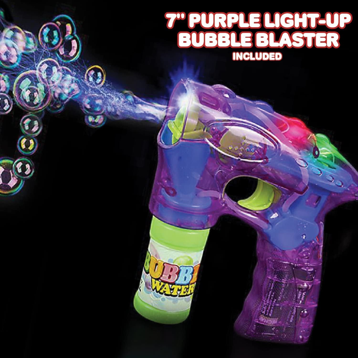 3 LED Light Up Bubble Guns, with Sound, Includes 6 Bottles of Bubble Solution Refill, Bubble Blower for Bubble Blaster Party Favors, Summer Toy, Outdoors Activity, Easter, Birthday Gift