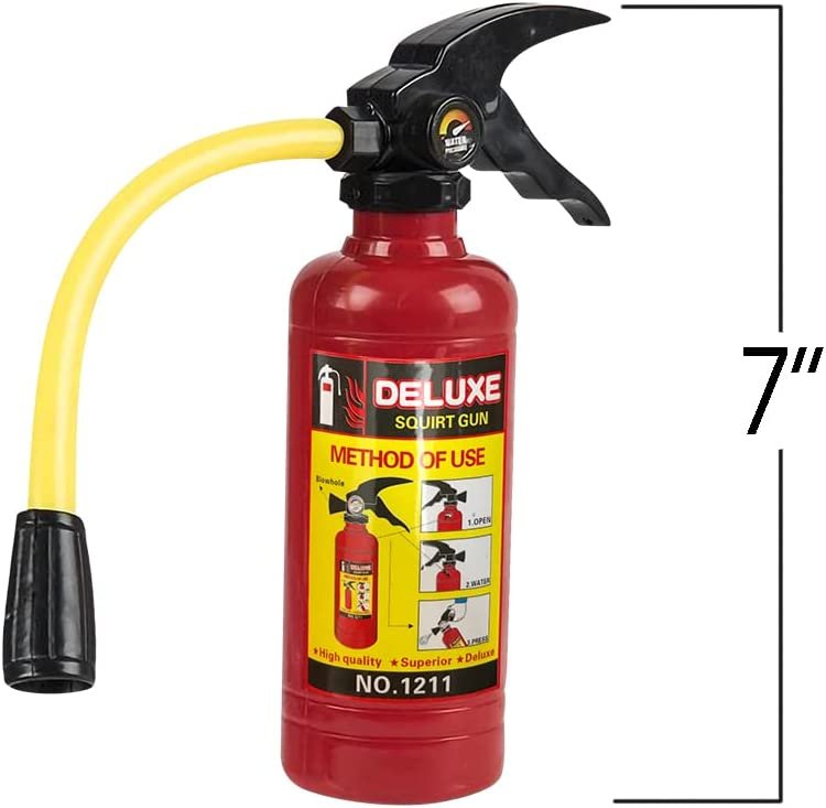 7" Fire Extinguisher Squirt Toy - Set of 2 - Water Gun with Realistic Design - Fun Outdoor Summer Toys for Boys and Girls - Great Fireman Toy for Children, Novelty Gag Gift Item