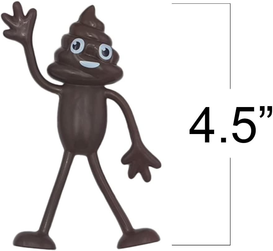 Bendable Poo Figures, Set of 12, Bendable Toys for Kids, Emoticon Party Favors for Boys and Girls, Stress Relief Fidget Toys for Kids and Adults, Goody Bag Stuffers, and Pinata Fillers