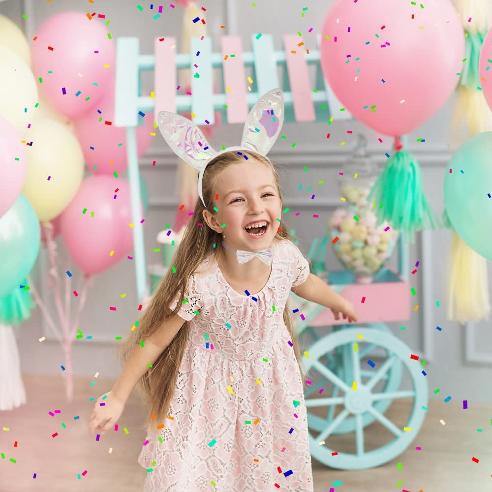 Easter Bunny-Costume-Accessories, 3 Piece Set, Bunny Outfit with Plush Ears, Tail, and Bowtie, Bunny Ears Headband Set for Kids and-Adults-for Easter, Halloween, and Dress Up Fun
