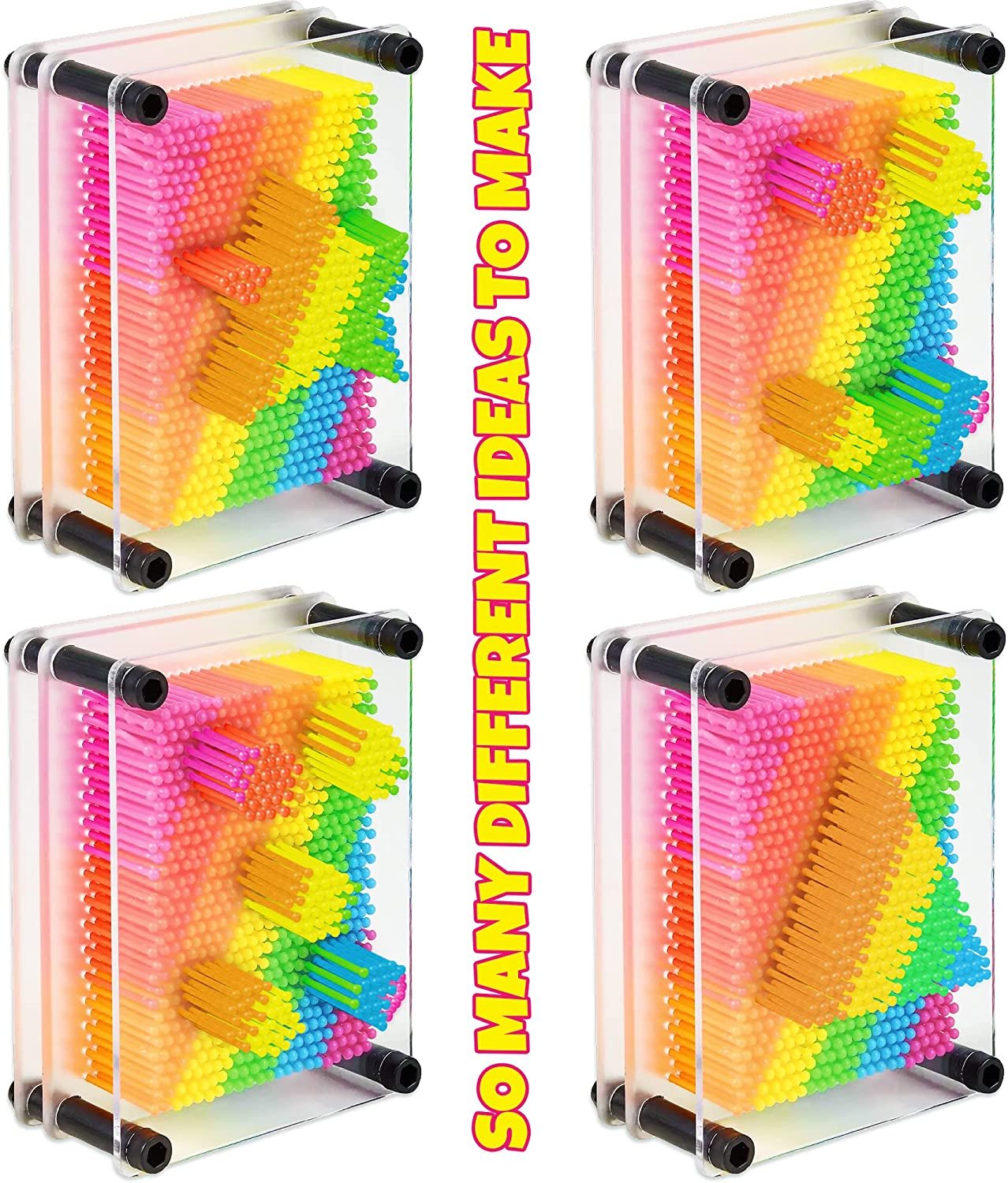 Rainbow 3D Pin Art Toy, Colorful Pin Art Board Sensory Toy for Kids (Set of 2)