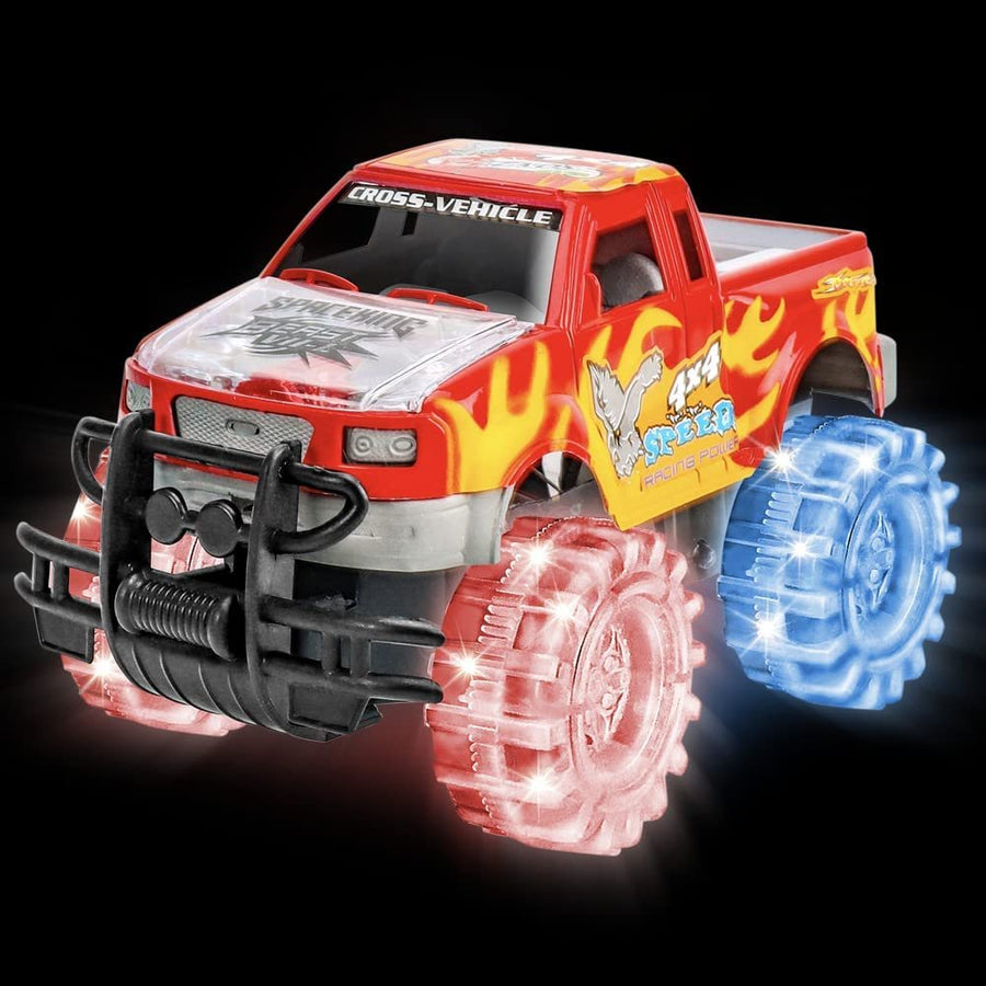Light Up Red Monster Truck, 1 Piece, 8" Monster Truck Toy with Flashing LED Tires & Batteries, Push n Go Car Toys for Kids, Fun Gift for Boys & Girls Ages 3 & Up…