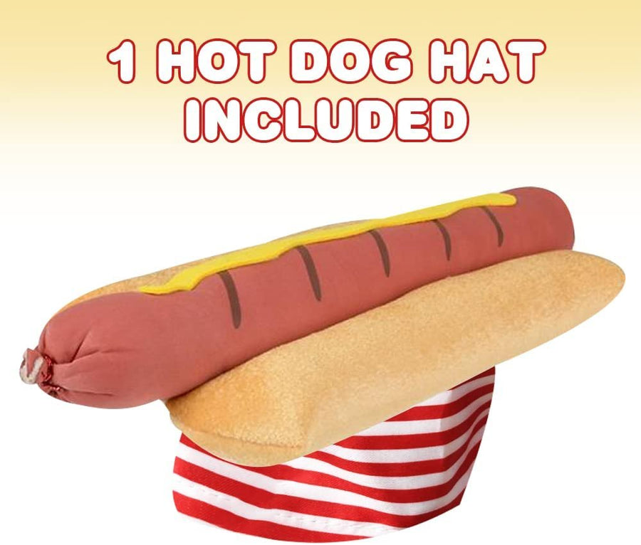 Funny Hot Dog Hat, 1 PC, Fun Fast Food Hotdog Hat, Soft Plush Costume Accessory Hat, Pizza Party Supplies Decorations, One Size Fits Most, Crazy Silly Hat for Halloween