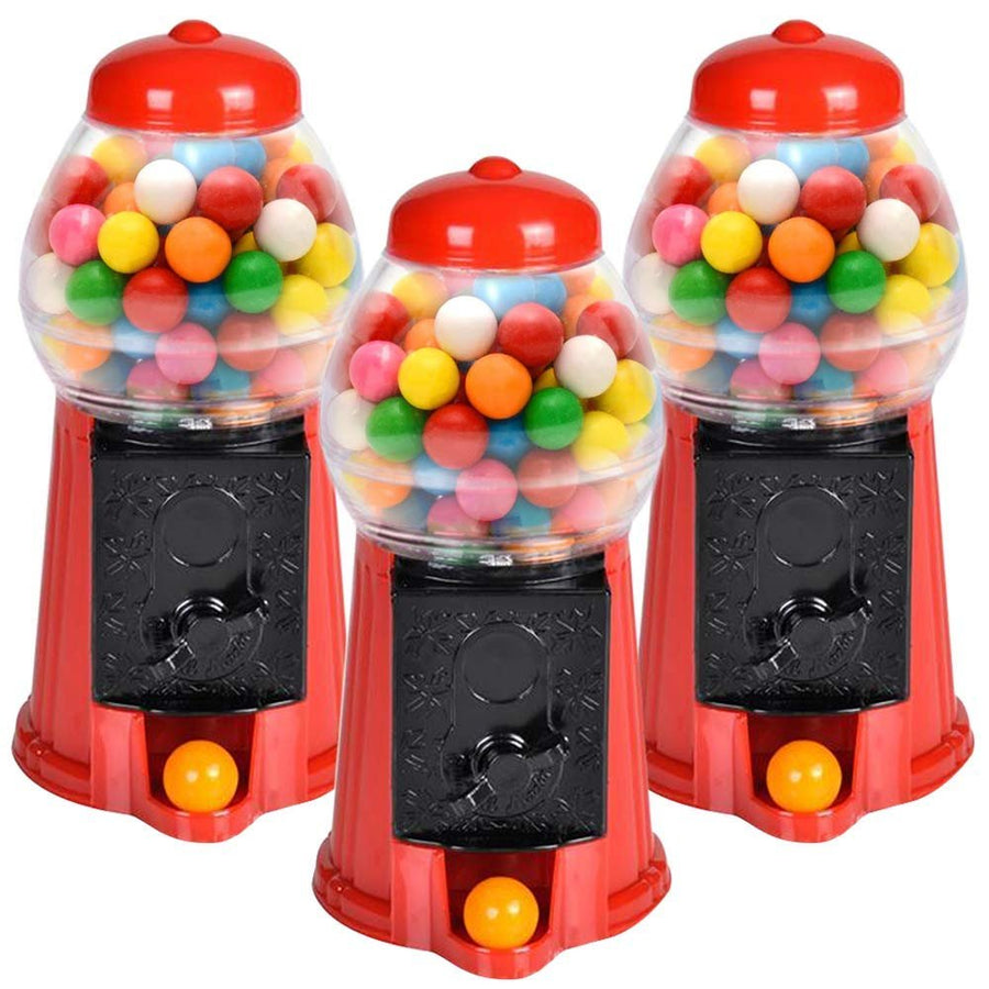 Gumball Machine for Kids, Set of 3, 6.5" Desktop Bubble Gum Mini Candy Dispenser, Unique Money Saving Coin Bank, Best Gift or Vintage Office Desk Decoration (Gumballs not Included)