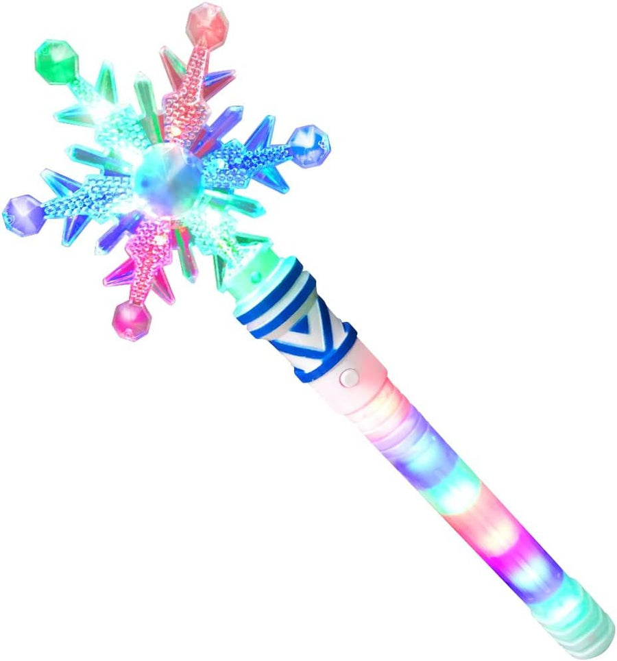 Light Up Christmas Snowflake Wand for Kids, Magic Wand with 4 Flashing Modes and Multiple LED Colors, Frozen Party Favors Holiday Stocking Stuffer, Light Up Toys, for Kids