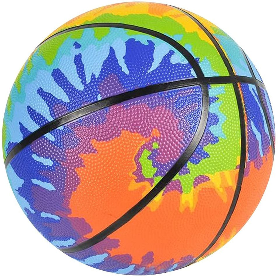 Tie Dye Regulation Basketball for Kids, Bouncy Rubber Kick Ball for Backyard, Park, & Beach Outdoor Fun, Beautiful Rainbow Colors, Durable Outside Toys for Boys & Girls - Sold Deflated