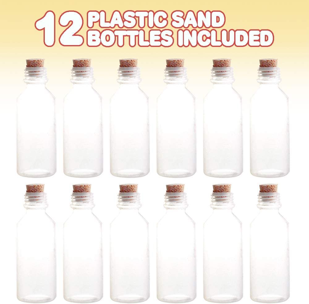 Plastic Sand Art Bottles with Corks - Pack of 12 - 2oz Clear Containers for Sand Art, Message in a Bottle, Wedding Invitations, Fun Arts and Crafts Supplies for Kids - Sand not Included…