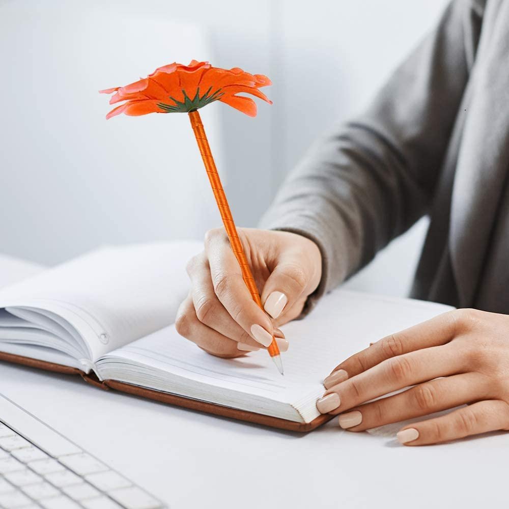 Daisy Flower Pens, Set of 12, Fun Writing Pens for Kids and Adults with Black Ink, Cool Back to School Stationery Supplies, Birthday Party Favors, Goody Bag Fillers, and Office Gifts