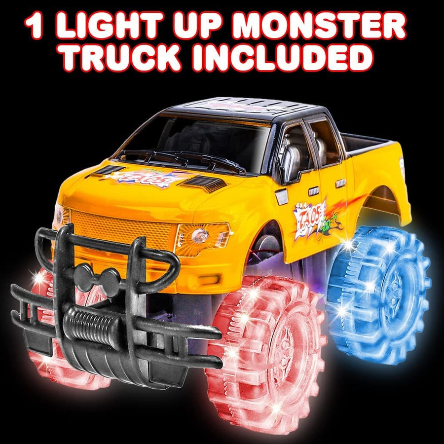 Light Up Yellow & Black Monster Truck, 1 Piece, 8" Monster Truck with Flashing LED Tires & Batteries, Push n Go Car Toys for Kids, Fun Gift for Boys & Girls Ages 3 & Up…
