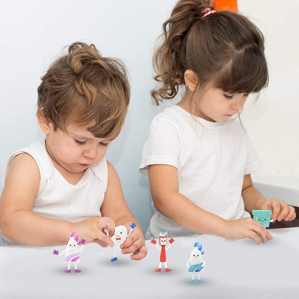 Dental Bendable Assortment, Set of 5 Flexible Figurines, Stress Relief Fidget Toys, Goodie Bag Stuffers, Piñata Fillers, Party Favors for Kids, Dental Toys Giveaways