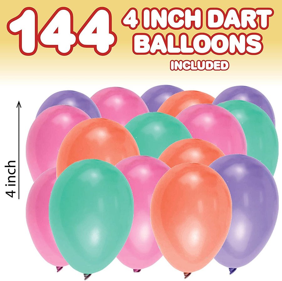 Gamie Dart Balloon Game Jumbo Fun Set includes 144 dart Balloons and 11 Plastic Darts with Copper Tips, Exciting Outdoor Game for Children and Adults, Best Carnival, Birthday Party and Backyard Fun
