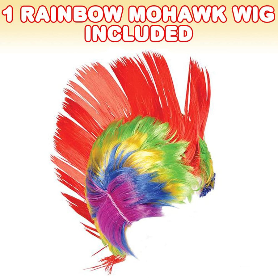 Rainbow Mohawk Wig, 1pc, Funny Clown Wig for Kids and Adults, Kids’ Halloween Costume Accessories and Photo Booth Props, Rainbow Punk Costume Wig with Multiple Colors
