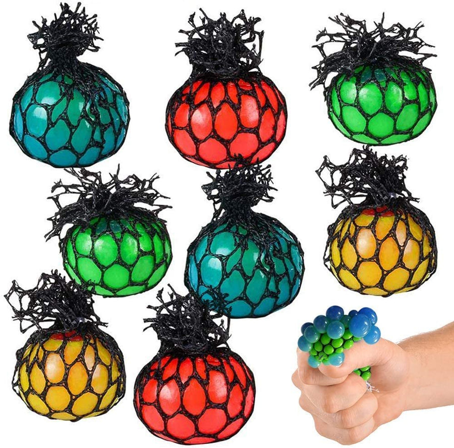 1.75" Mesh Stress Balls for Kids - Pack of 24 - Squeeze Toys in Assorted Colors for Anxiety Relief and ADHD - Fun Birthday Party Favors, Treasure Box Prizes for Classroom