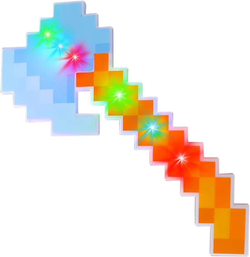Light Up Pixel Axe Toy, 1PC, LED Ax for Kids with 3 Flashing Modes, Cool Halloween Costume Accessory, Batteries Included, Best Birthday and Holiday Gifts for Gamers, 17.5"es