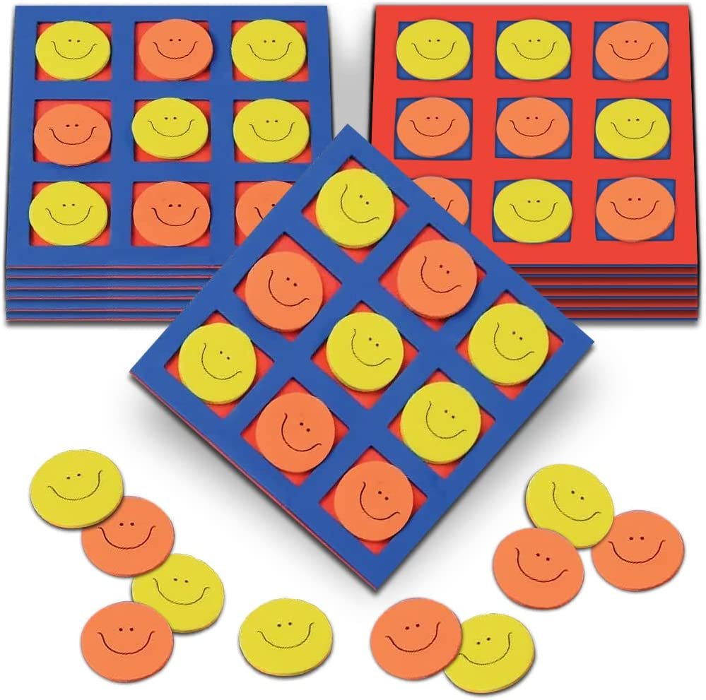 Gamie Foam Smile Face Tic-Tac-Toe Mini Board Games for Kids, Set