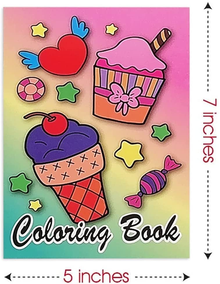 Ice Cream Coloring Books for Kids, Set of 12, 5 x 7" Small Color Booklets, Fun Treat Prizes, Favor Bag Fillers, Birthday Party Supplies, Art Gifts for Boys and Girls