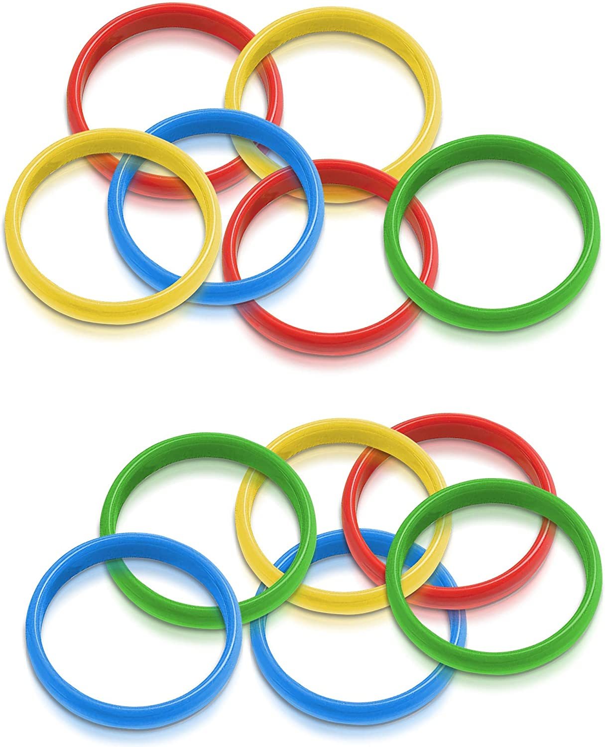Gamie Carnival Cane Rack Rings - Set of 12 - Colored Hoops for Ring Toss Games and More - Durable Plastic - Carnival Supplies for Party Activities