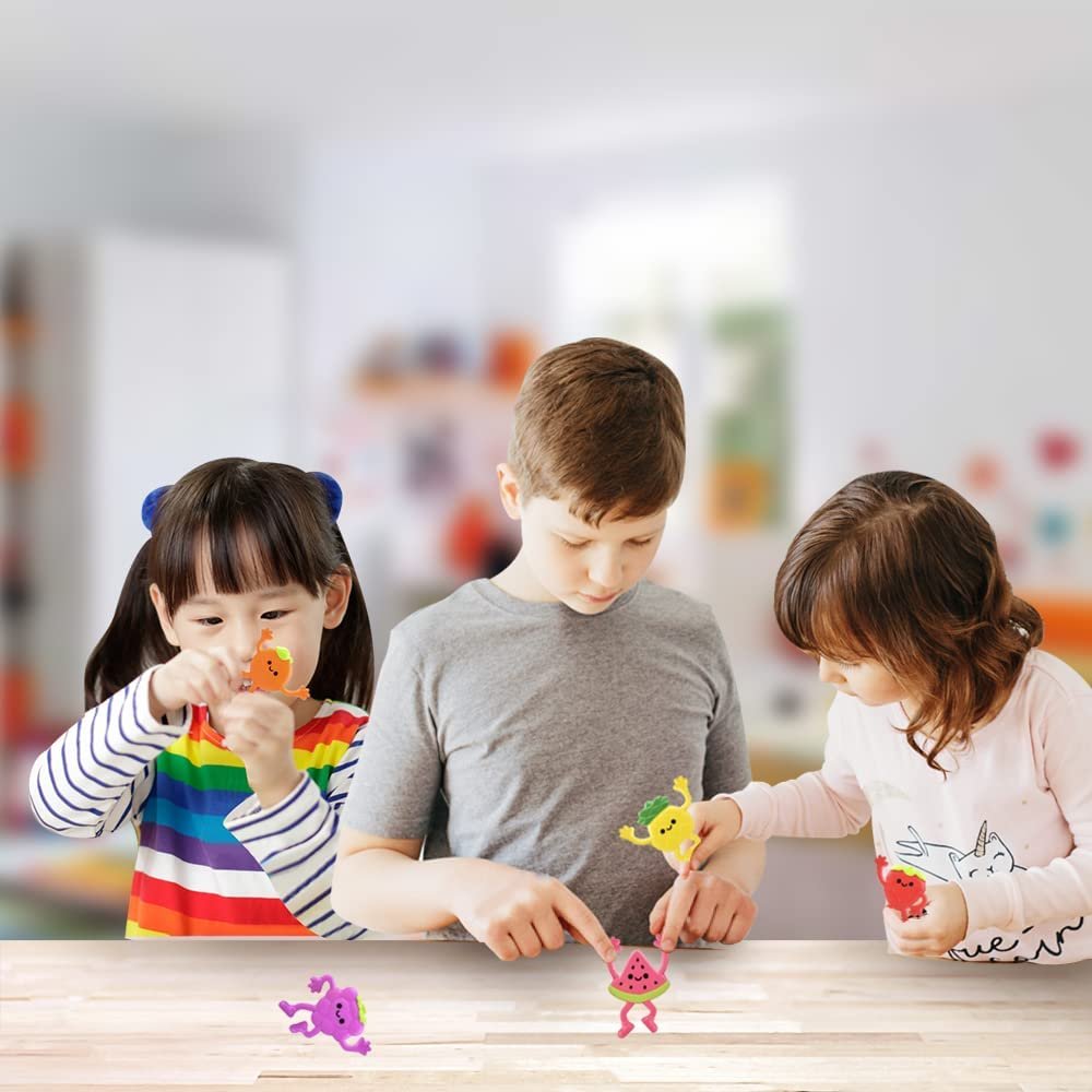 Mini Bendable Fruit Toys, Set of 48, Kids’ Fidget Toys in 6 Assorted Designs, Vibrant Stress Toys for Boys and Girls, Great as Goodie Bag Stuffers and Pinata Fillers