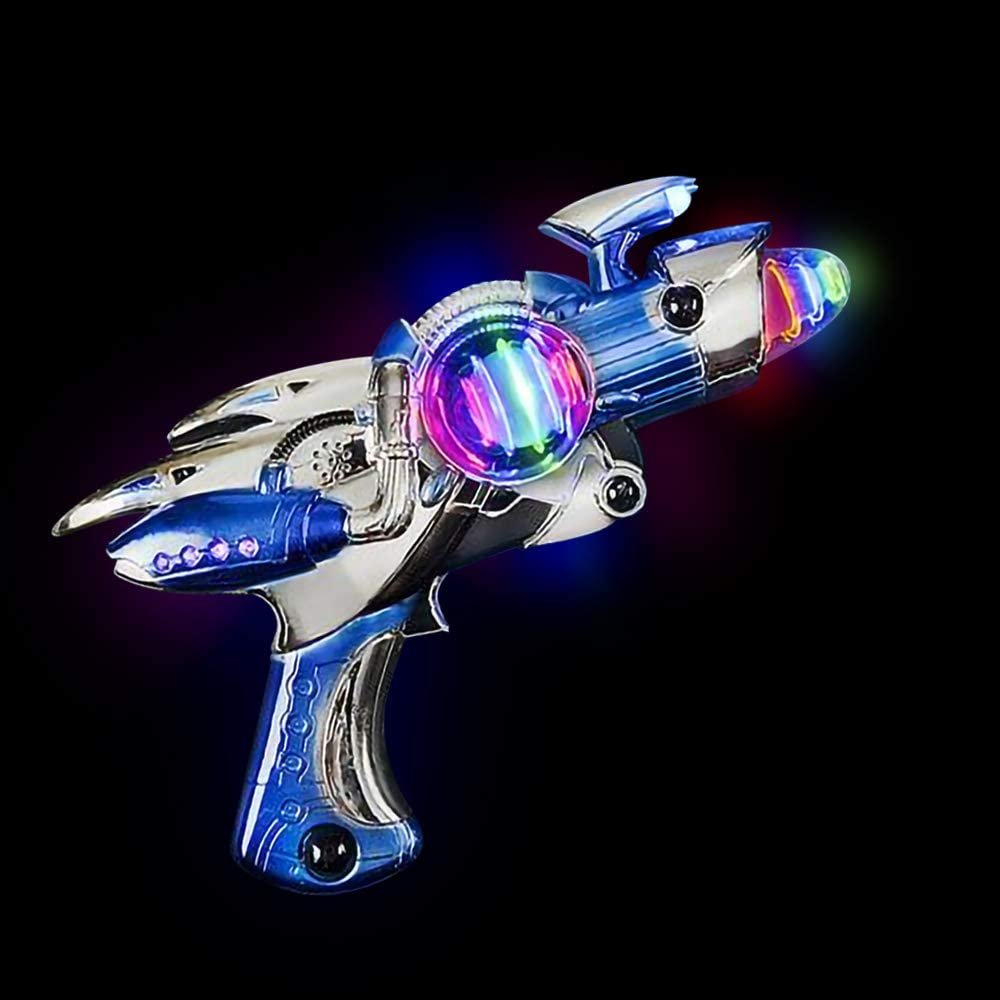 Red & Blue Super Spinning Space Toy Gun Set with Flashing Lights & Sound Effects, Pack of 2, Cool Futuristic Toy Guns, Batteries Included, Great Gift Idea for Boys & Girls