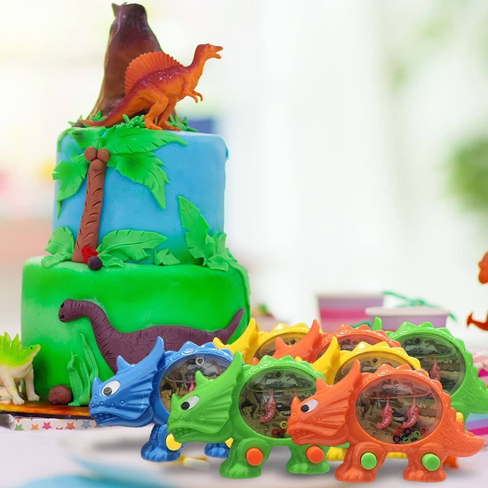 Dinosaur Water Games, Set of 4, Handheld Water Games for Kids, Goody Bag Fillers, Birthday Party Favors for Children, Road Trip Travel Toys for Boys and Girls