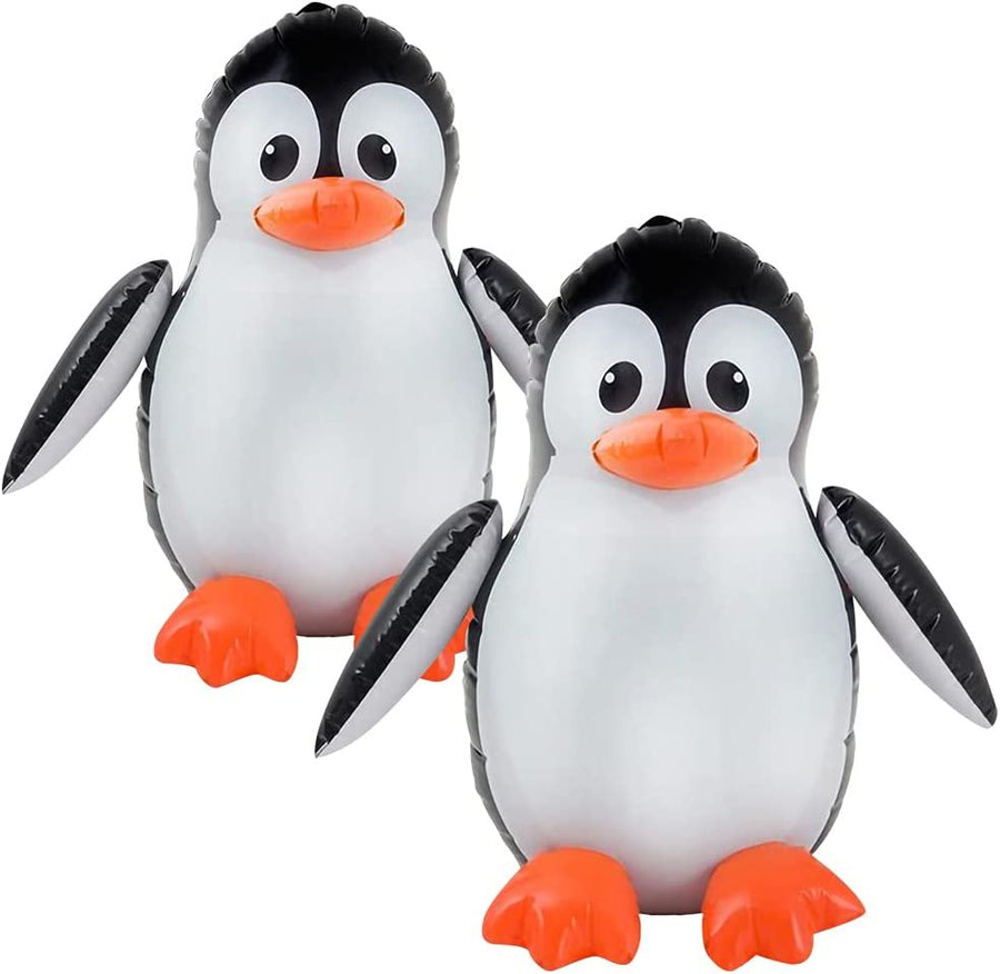 Inflatable Penguins, Set of 2, Blow-Up Penguin Inflates for Birthday Party Favors, Party Decorations and Supplies, Pool Party Float, and Game Prize for Kids