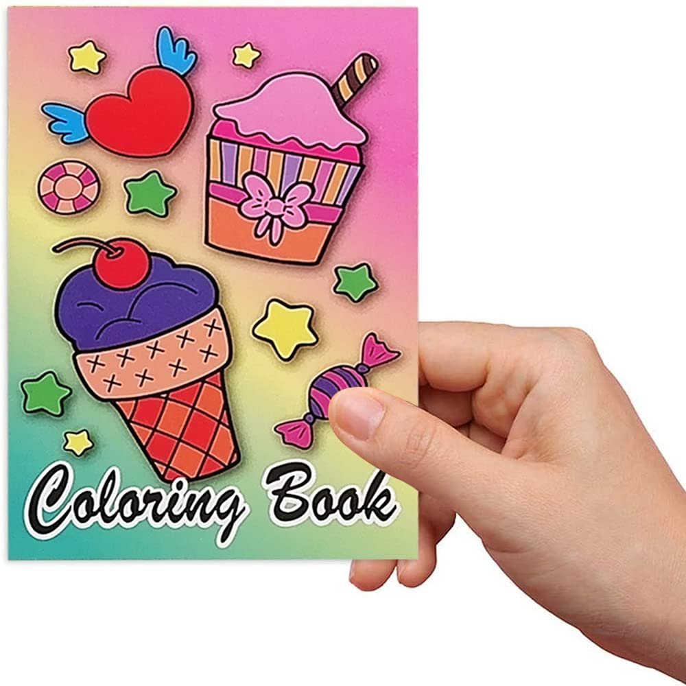 Ice Cream Coloring Books for Kids, Set of 12, 5 x 7" Small Color Booklets, Fun Treat Prizes, Favor Bag Fillers, Birthday Party Supplies, Art Gifts for Boys and Girls