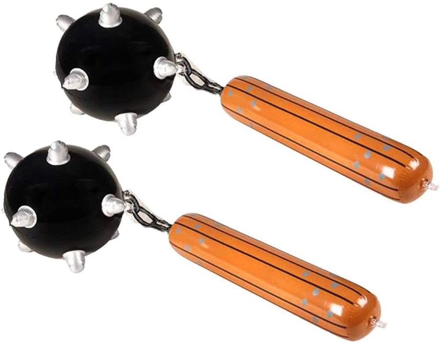 Mace Inflates, Set of 2, Inflatable Mace Toys for Kids, Renaissance Party Decorations, Spikey Ball and Chain Inflate, Swimming Pool Toys, Halloween Knight Costume Accessories, 31"es