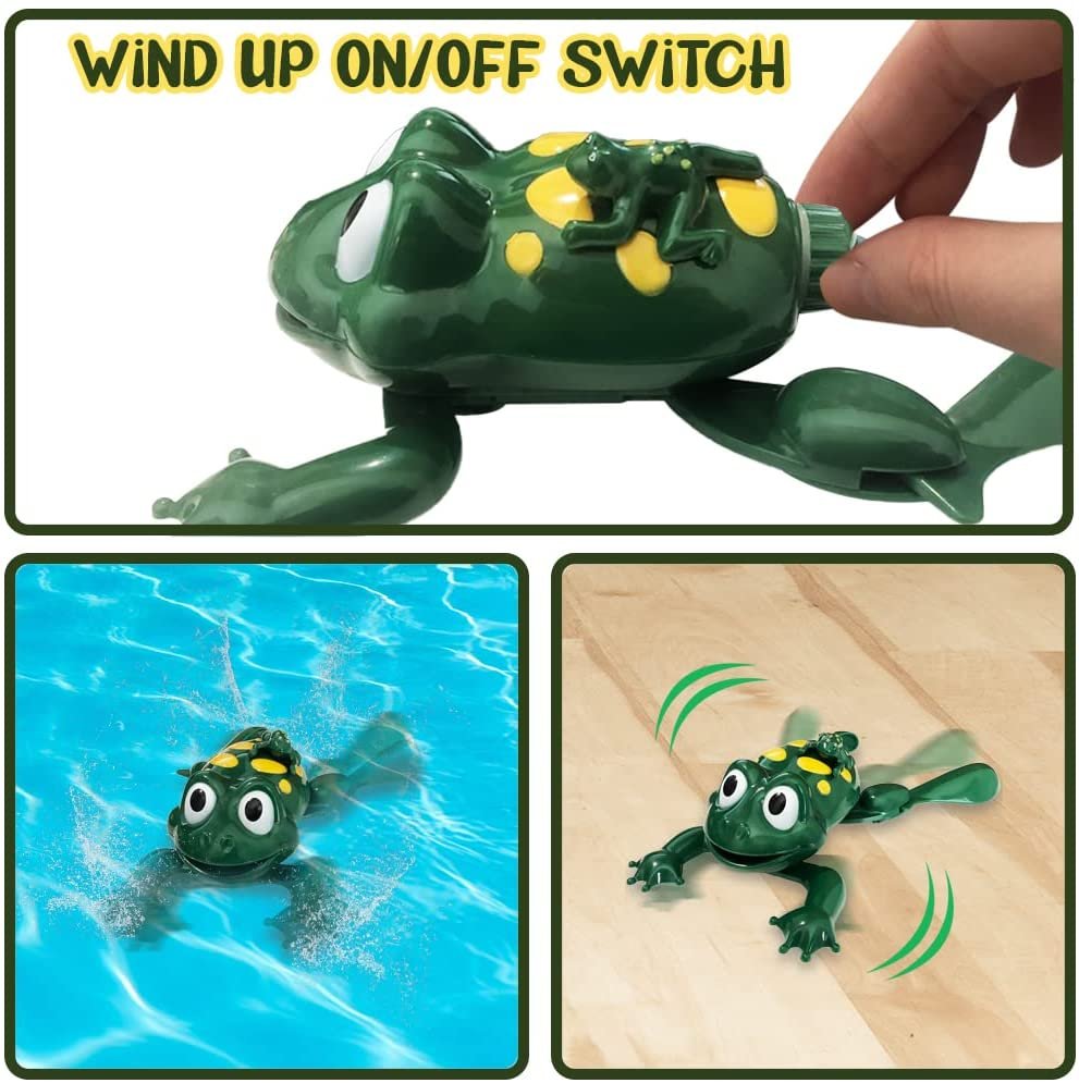 Swimming Frog, 1 Piece, Battery Operated Pool and Bathtub Toy for Kids, Crawls on Ground and Swims in Water, Frog Bath Toy with Battery Included, Great Gift Idea