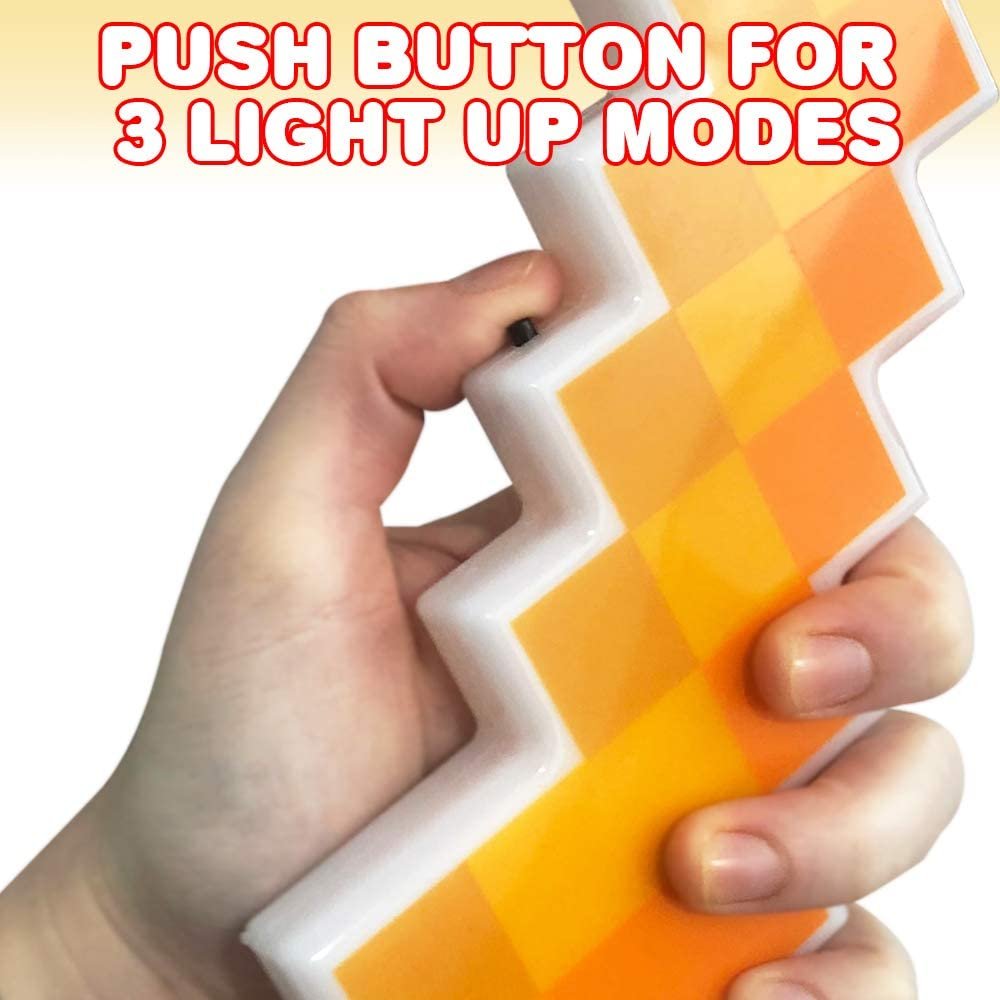 Light Up Pixel Axe Toy, 1PC, LED Ax for Kids with 3 Flashing Modes, Cool Halloween Costume Accessory, Batteries Included, Best Birthday and Holiday Gifts for Gamers, 17.5"es