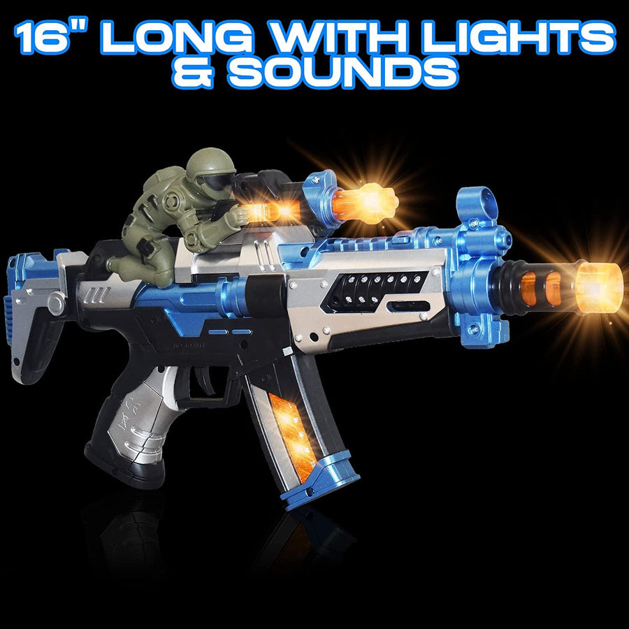 FuryX Light Up Toy Gun for Kids with Vibrating Man - 16" Blaster Gun with LED Lights, Sound Effects, and Vibration Feedback - Cool Toy Guns for Boys and Girls in Colorful Box