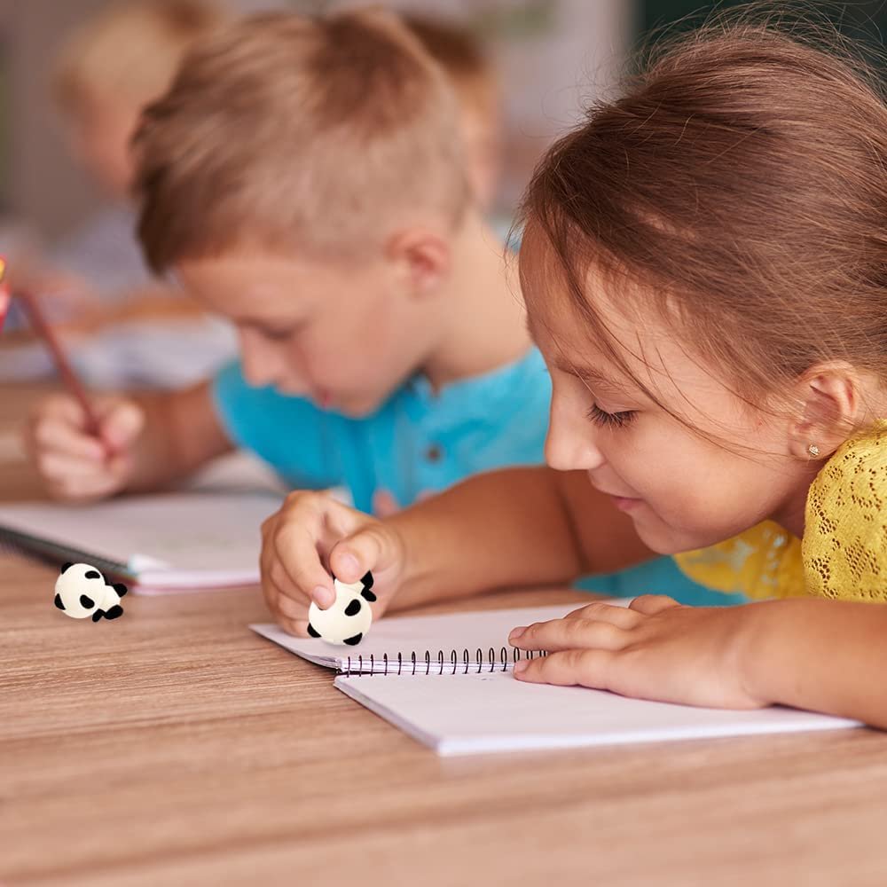 Panda Erasers for Kids, Set of 6, Aesthetic School Supplies for Kids and Classroom Gifts for Students, Great as Pinata Stuffers, Goodie Bag Fillers, and Stationery Party Favors