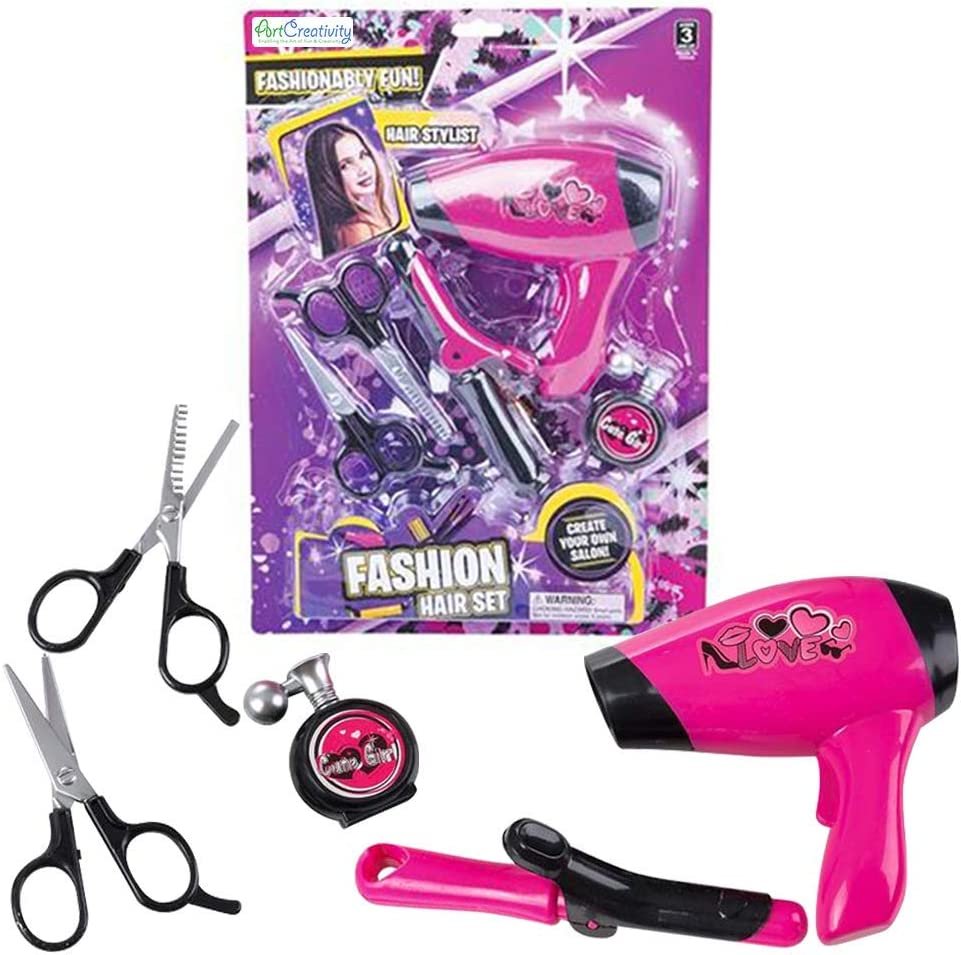 Hair Stylist Set for Girls, Beauty Salon Pretend Play Kit with Toy