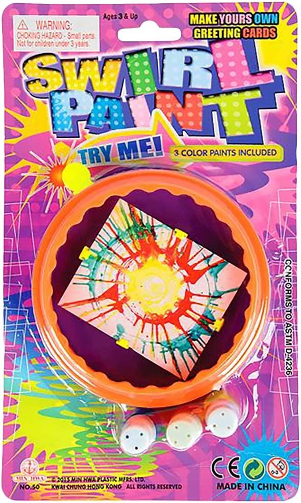 Swirl Painting Kit for Kids, Magic Spin Art Machine Set with Spinning Wheel, 3 Paint Bottles, & 5 Cards, Fun Arts and Crafts Activities for Children, Homemade DIY Greeting Cards Supplies