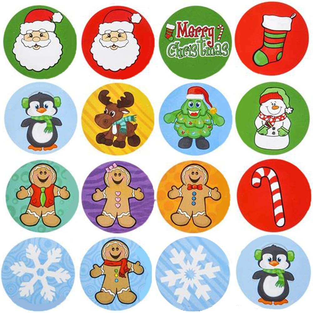 Holiday Roll Stickers Assortment - 500 Christmas Themed Stickers - Great Christmas Party Favors, Goodie Bag Fillers, Holiday Decorations for Boys and Girls Ages 3+