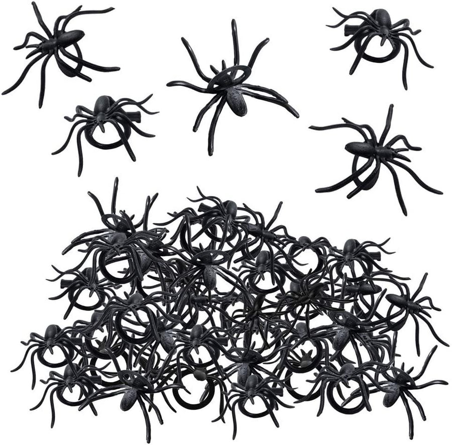 Spider Rings for Kids - Bulk Pack of 144 - Creepy Crawly Rings for Halloween Costume - Best for Halloween Party Favors, Trick or Treat Supplies, Spooky Cake Toppers and Decorations
