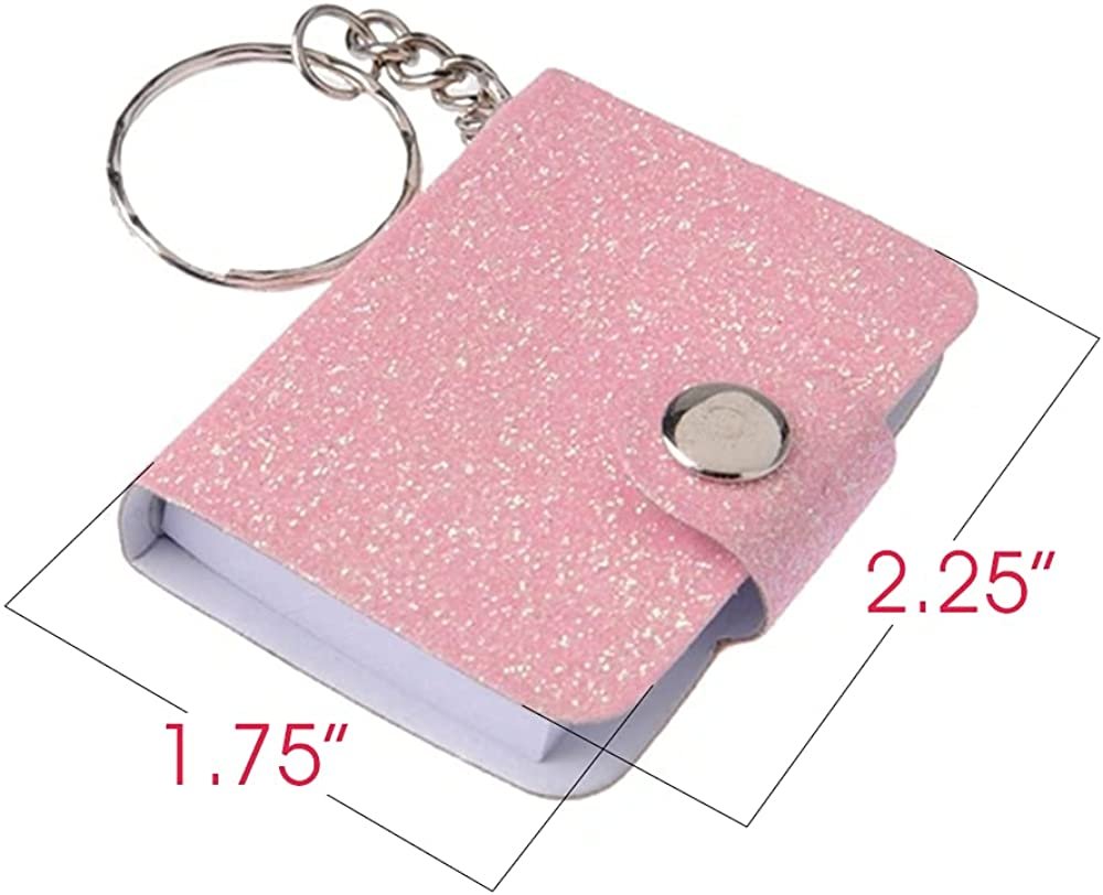 Mini Glitter Notebook Keychains, Set of 12, Miniature Note Book Keychains with 100 Unlined Pages and Glittery Finish, Party Favors and Keychain Accessories for Boys and Girls