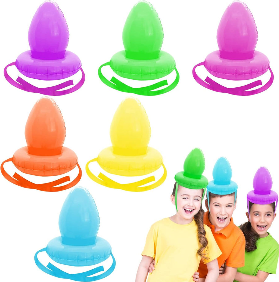 Easter Egg Balancing Race Game, Kids Easter Activities with 6 Inflatable Eggs and 6 Basket Inflates, Easter Egg Relay Race Game, Easter Party Supplies for Kids, Egg Hunt Supplies