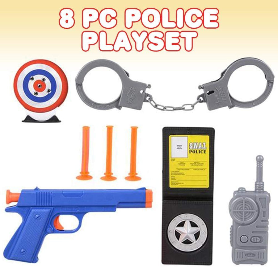 Police Dart Launcher Set for Kids, Police Pretend Play Set with 1 Toy Gun, 3 Darts, 1 Mini Target, 1 Radio, 1 Handcuffs, and 1 ID, Best Police Accessories Birthday Gift for Kids