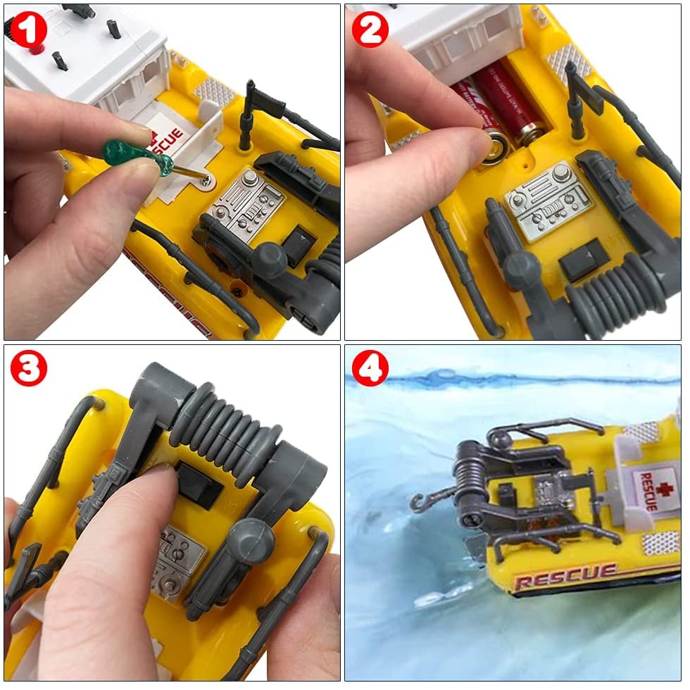 Aquatic Rescue Vessel, Battery-Operated Toy Ship for Kids, Floats in Water, Floating Bathtub and Pool Toy for Boys and Girls, Best Birthday for Children