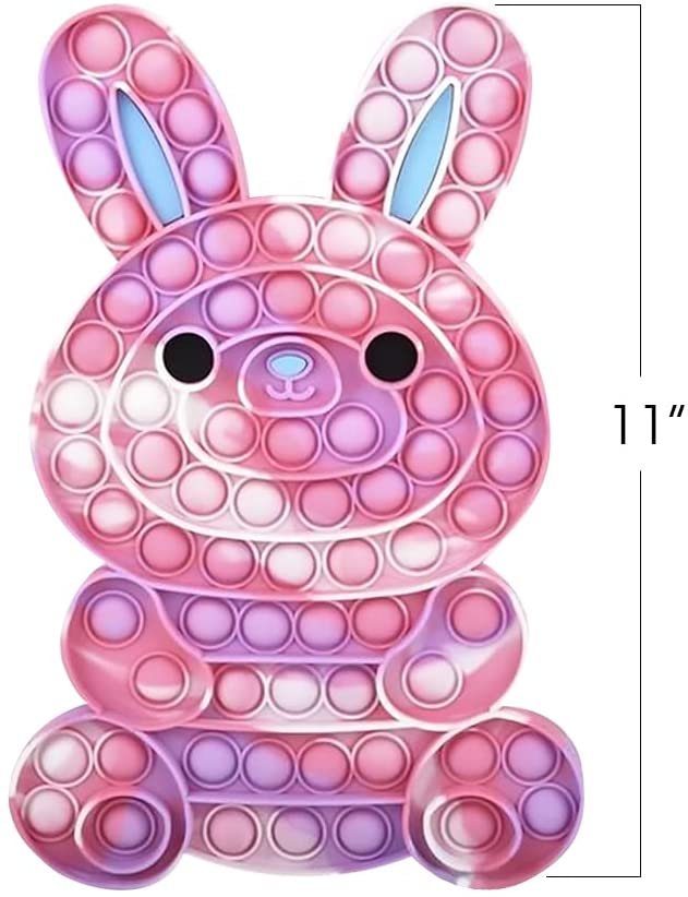 Easter Bunny Jumbo Pop it Fidget Toy, 1 Piece, 11" Fidget Popper for Fun Stress Relief, Easter Egg Hunt Toy, Easter Basket Stuffer, and Themed Party Favor for Boys and Girls