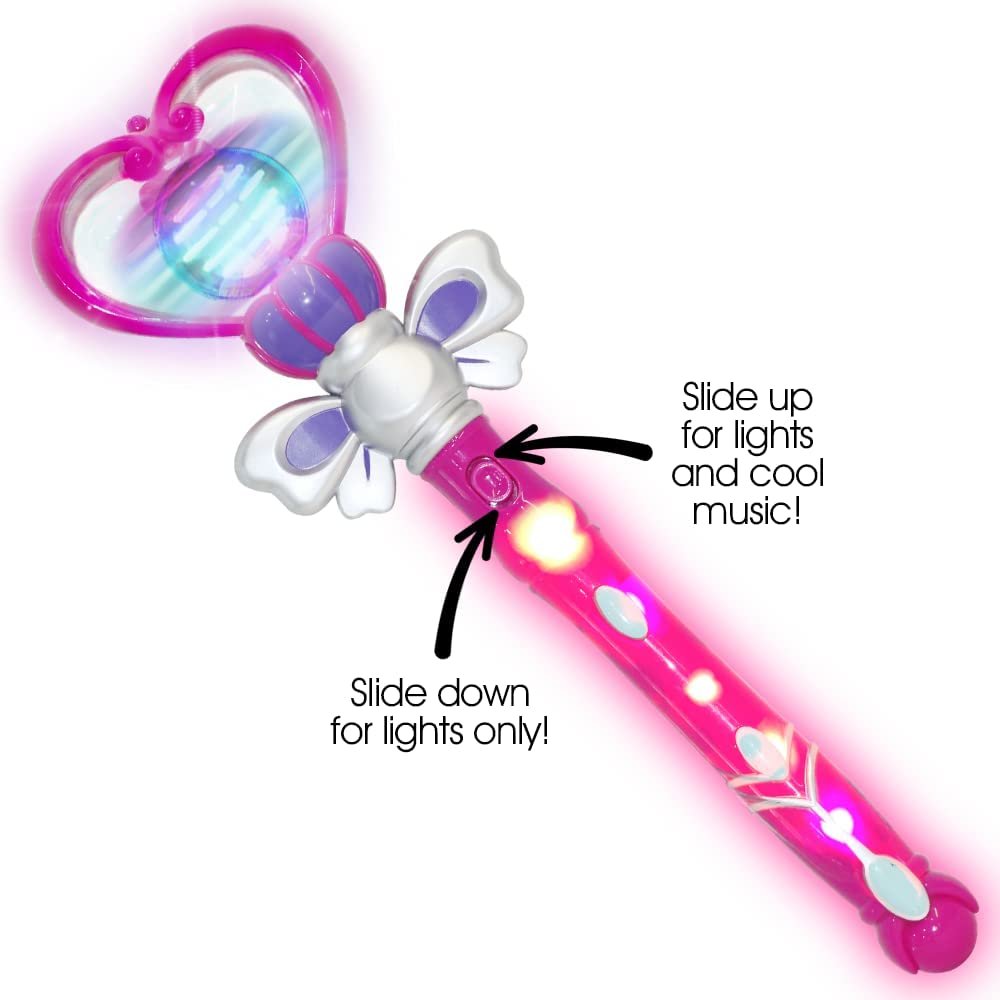 Purple Light Up Toy Wand, 13.5" Valentines Heart Toy  Wand with Spinning LEDs & Sound Effects