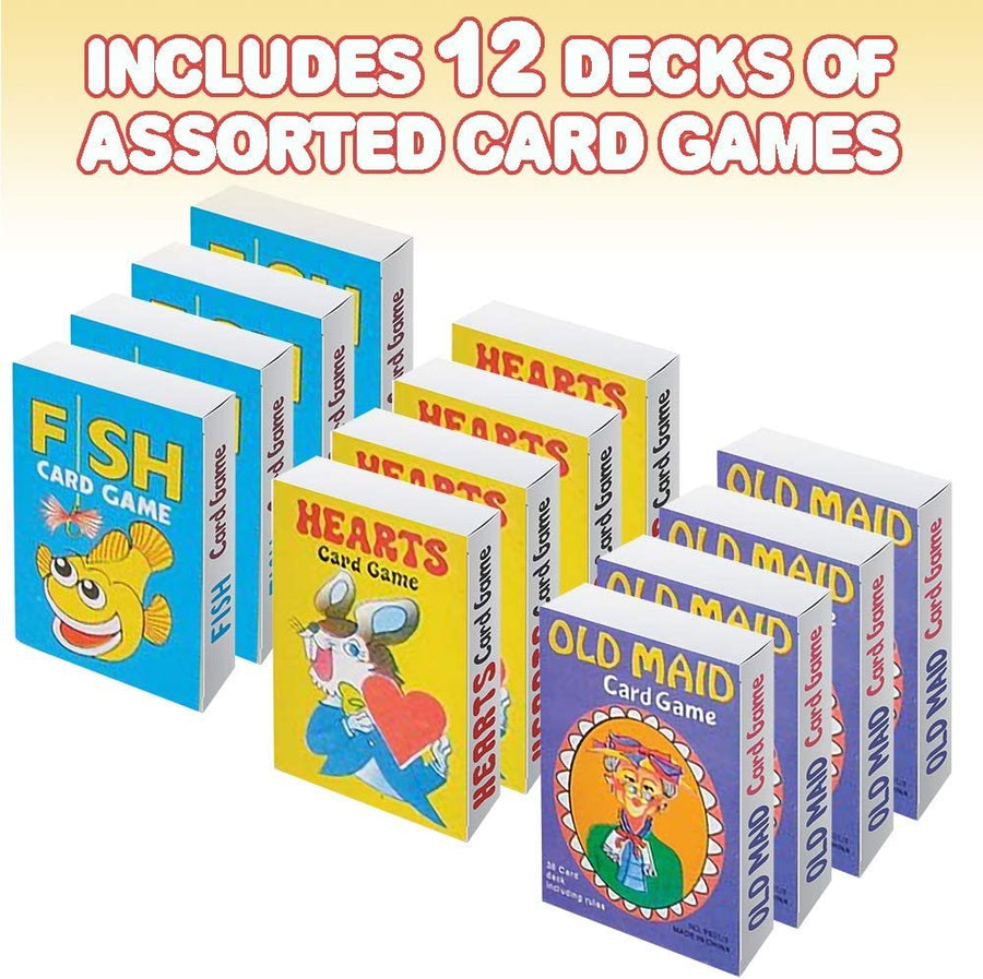 Gamie Classic Playing Card Game Set for Kids - 12 Decks - Includes Hearts, Go Fish, and Old Maid - Fun Educational Tool - Party Favor for Boys and Girls, Goody Bag Filler, Stocking Stuffer